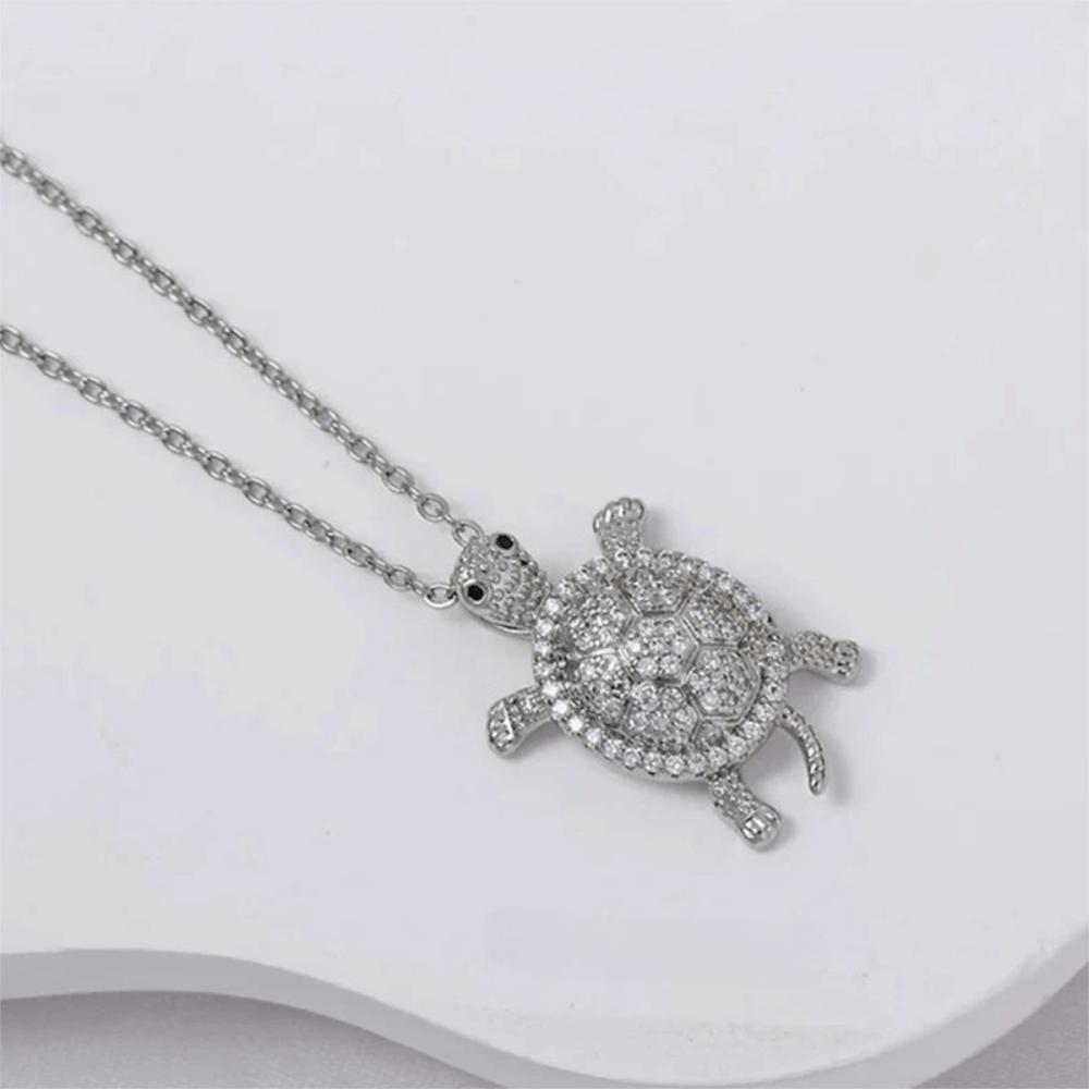 Silver Color Turtle Pendant Necklace Copper Necklace Fashion Collarbone Chain  Women