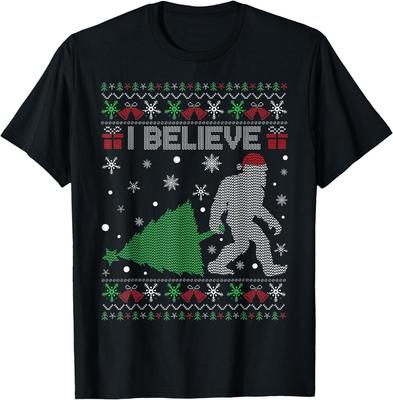 I Believe Bigfoot Sasquatch Ugly Christmas T-Shirt