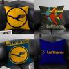 L-Lufthansa German Airlines Pillow Case Plush Fabric Soft Double-Sided Printed Sofa Warm Winter Home Gift Cushion Cover