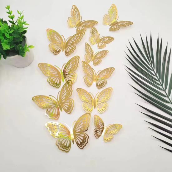 12 Pcs 3D Butterfly Wall Decor 3 Sizes Butterfly Wall Decals for Room Wall Decor Self-Adhesive Removable Stickers for Party