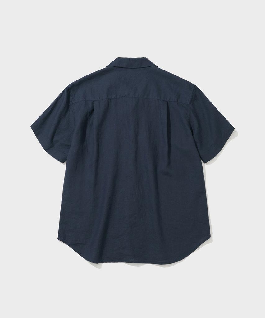 SHIRTER Pure Linen Short Sleeve Shirt (Navy)