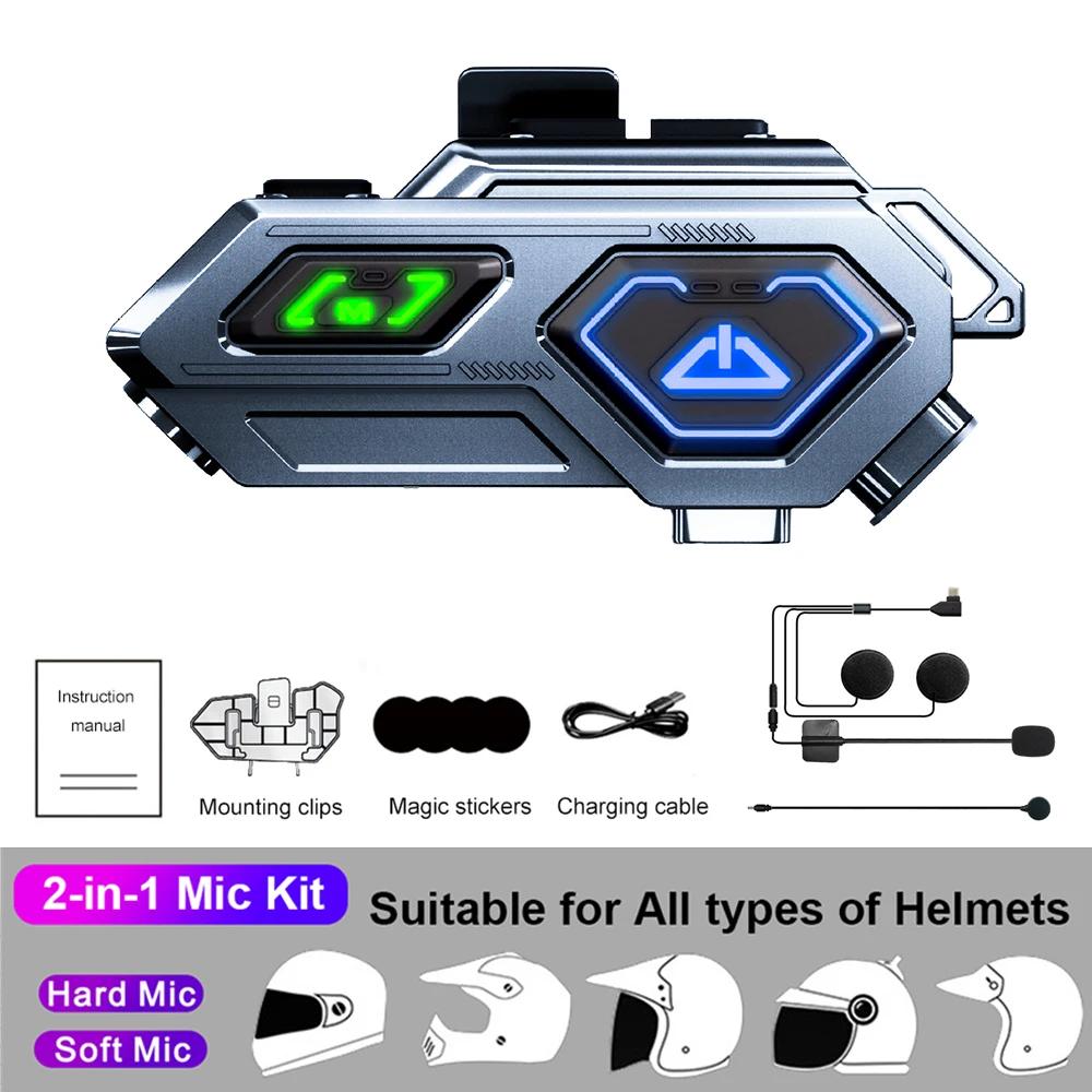 C8 Pro Motorcycle Helmet Intercom Bluetooth Headset V5.3 Hands Free Call Wireless Noise Reduction Waterproof 300M Interphone