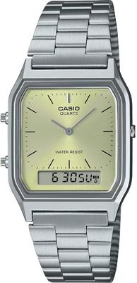 CASIO Ana-Digi Quartz Wristwatch Vintage Series AQ-230A-9AMQY Unisex Dual Time Lime Yellow Overseas Model