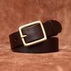 Belt Women's Minimalist Fashion All-Match Brass Pin Buckle Glossy Leather Pure Cowhide Casual Denim Belt