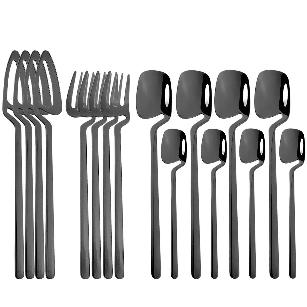 16Pcs Dinnerware Set Stainless Steel Cutlery Set Dinner Knife Fork Spoon Set Kitchen Flatware Western Tableware Party Set
