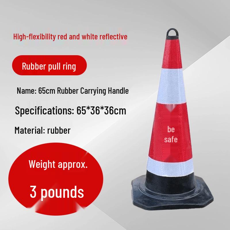 Reflective 90cm Rubber-Plastic Safety Cone with Ice Cream Handle for Road and Construction Use