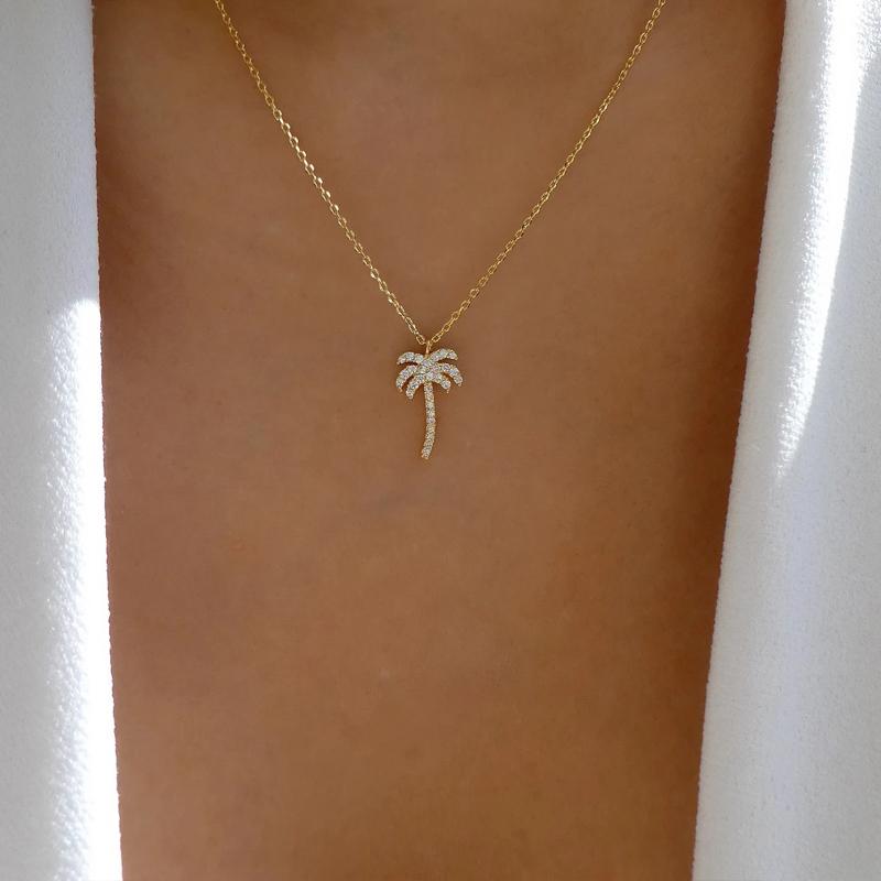 Rhinestone Coconut Tree Choker Necklace Coconut Tree Necklace Rhinestone Coconut Tree Necklace for Women and Girls