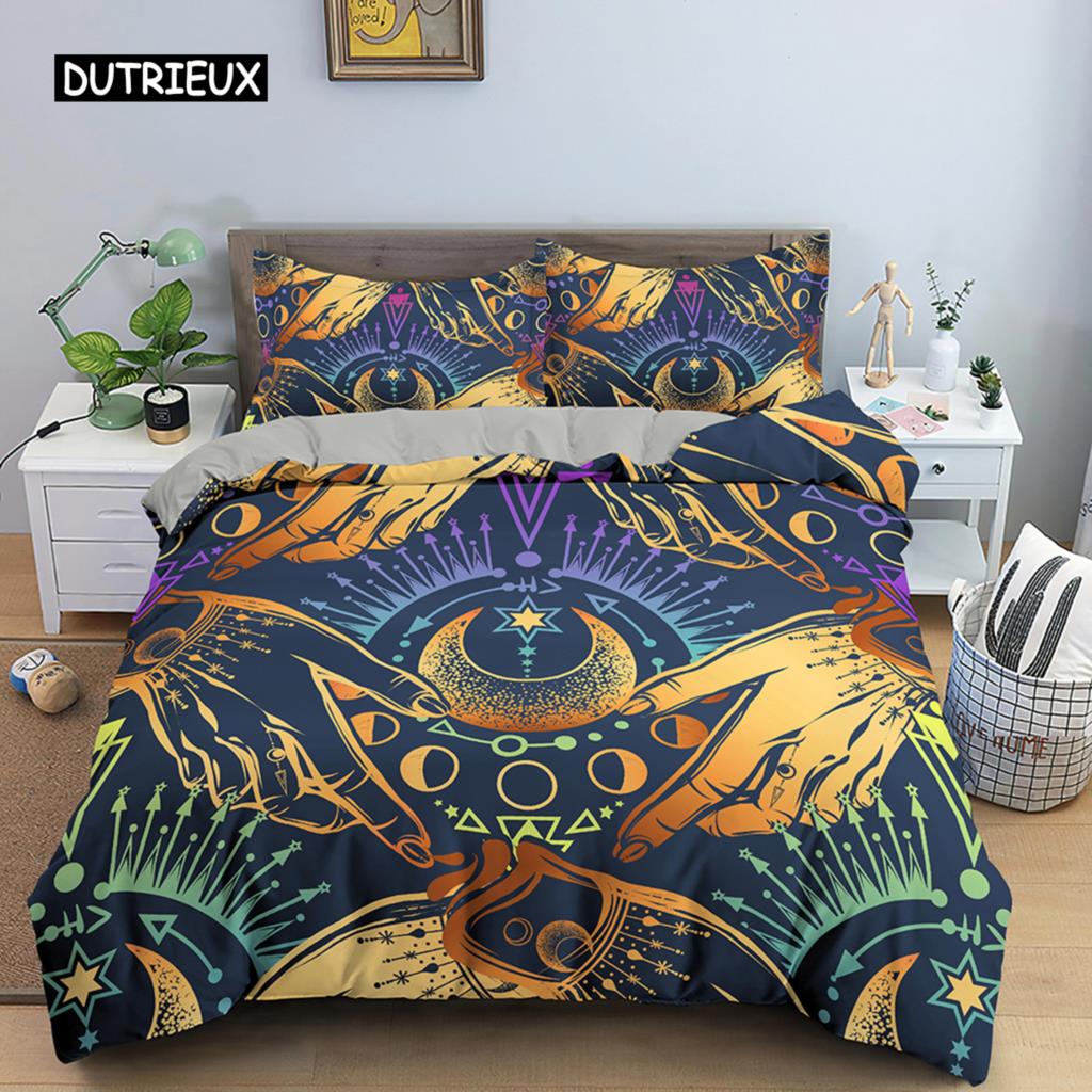 Sun and Moon Duvet Cover Set Tarot Pattern Bedding Set King Size for Bedroom Microfiber Comforter Cover Set for Kids Adults Gift