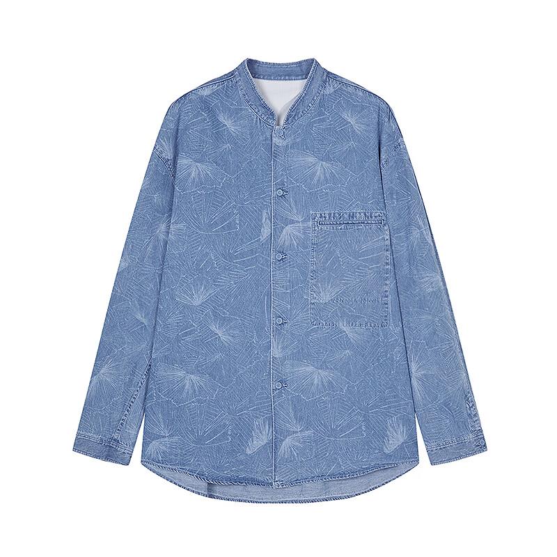 CROQUIS Men's 2025 Summer H-shaped Long Sleeve Stand Collar Denim Jacket