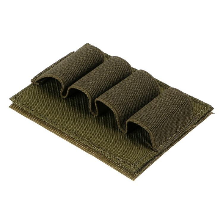 Tactical 12/20Ga 4 Round Ammo Carrier Holder Shotgun Shell Molle Nylon Magazine Pouch Panel Flashlight Pen Organizer