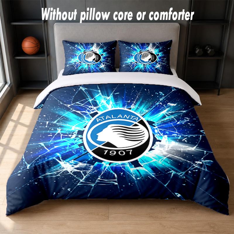 Set Biancheria da Letto Design Atalanta FC 1 Copripiumino + 2 Federe Morbido Traspirante Biancheria da Letto per la Casa