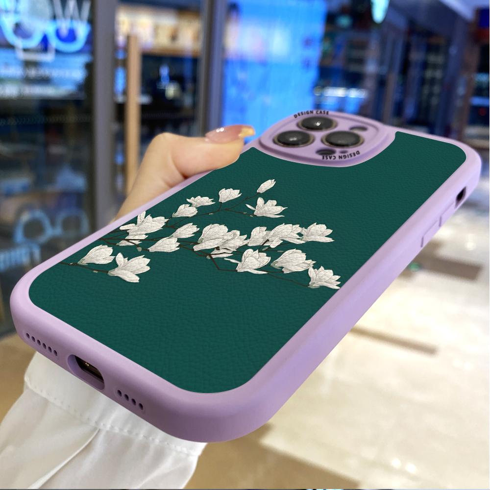 Slank Hudfølelse Tegneserie Blomster Tulipaner Myk Silikon PU Lærdeksel Telefondeksel for Samsung Xiaomi Poco Redmi