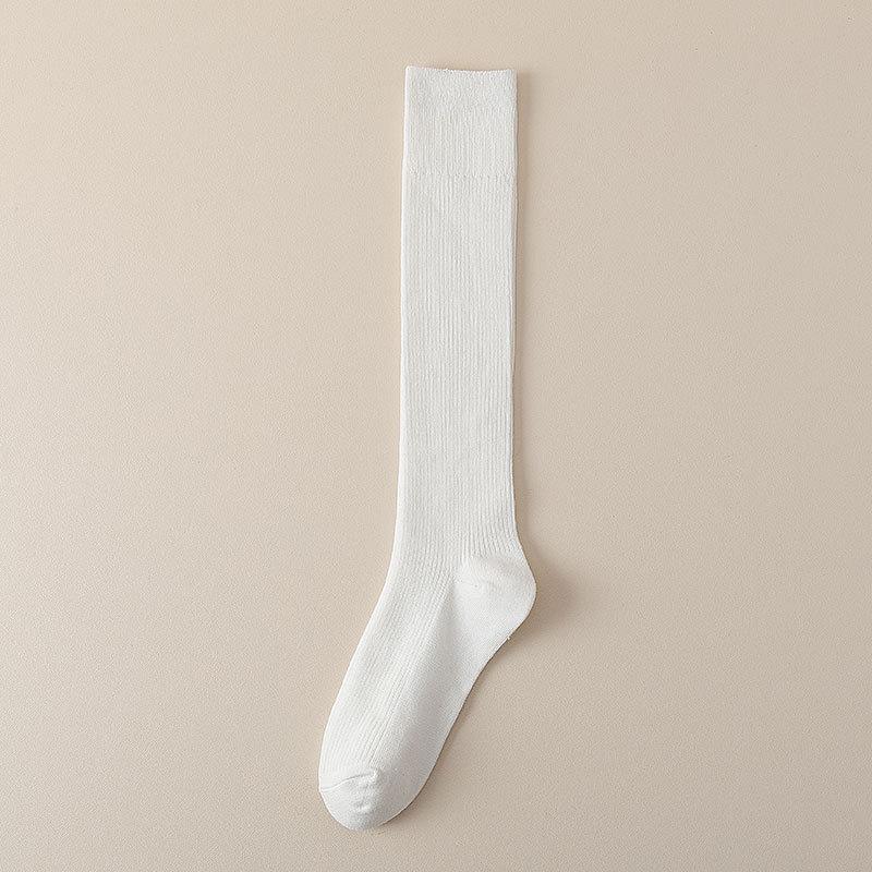 

Female Spring and Autumn Solid Color Pressure Thin Leg High Drum Not Off Drum Calf Cotton Socks 1 pair білий