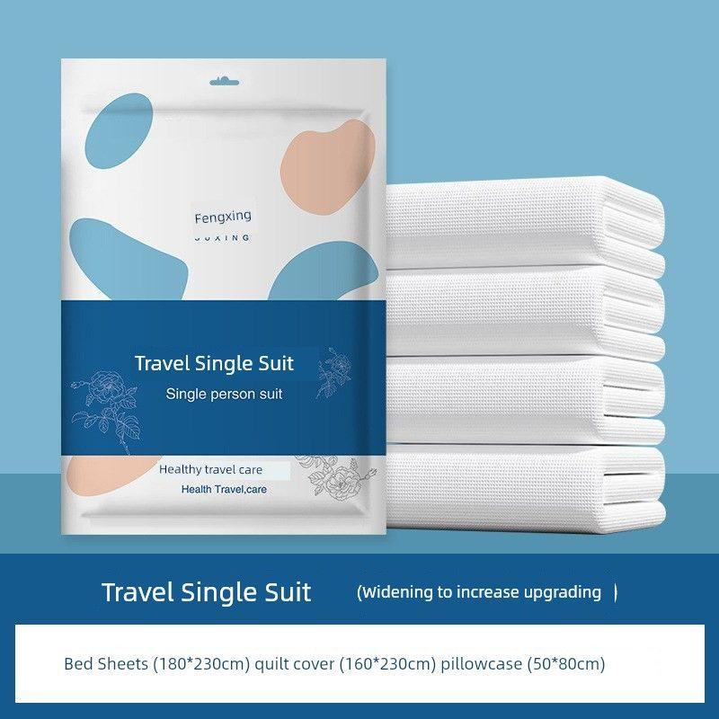 

Одноразовый дорожный комплект постельного белья Наволочка Пододеяльник Одеяло Четыре предмета Дорожный Грязезащитный Портативный 100cm x 200cm Single Suit -3 piece set