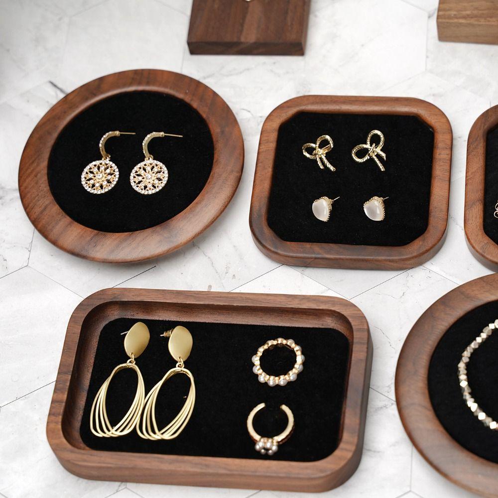 Exquisite Earrings Display Tray Geometry Ring Earring Holder Simple Wood Rings Tray  Home