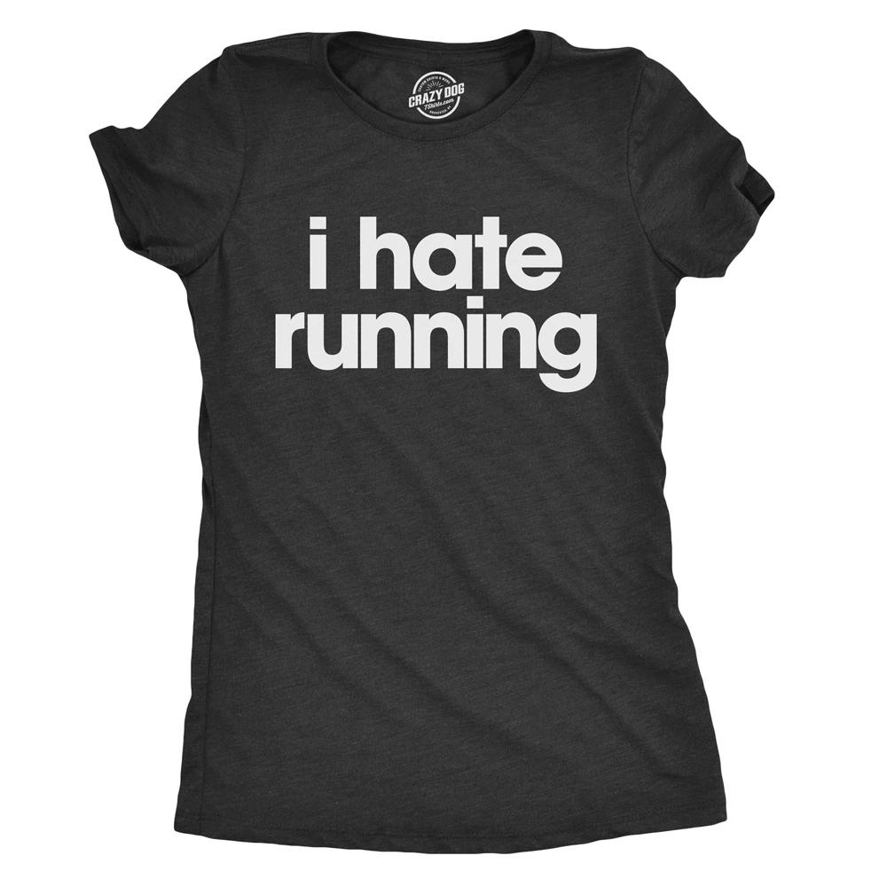 Womens I Hate Running T Shirt Funny Sarcastic Runner Workout Tee for Ladies XXXL