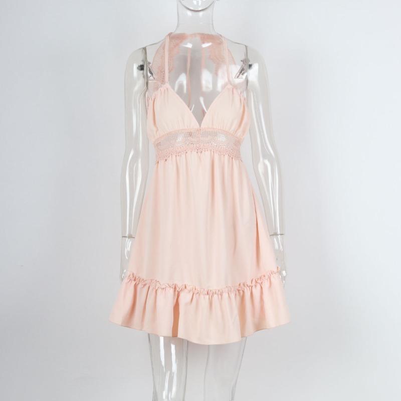 

Однотонные женские сексуальные кружевные платья с открытой спиной и лямкой на талии XL