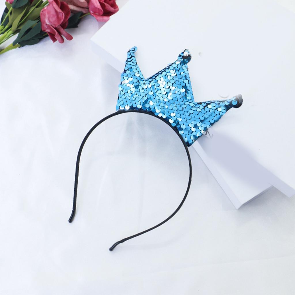 Sparkling Sequins Crown Hairband For Girl Birthday Party Glittering Headwear Toddler Birthday Party Hair Accessory