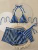 Europäischer und Amerikanischer Neckholder Strickbikini: Hochwertiger dreiteiliger Bikinislip für Damen