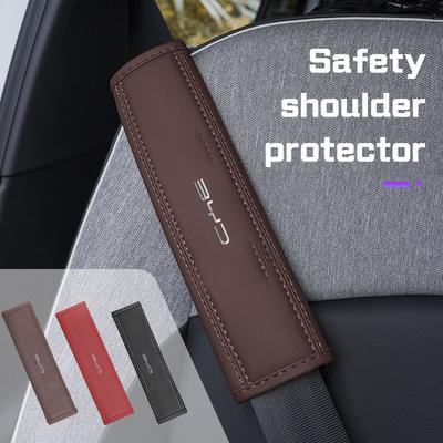 2Pcs Car Seat Belt Nappa Leather Safety Belt Shoulder Covers For BYD Song Plus Yuan Pro Tang EV F0 F3 Seal U DMi Han Qin Dolphin