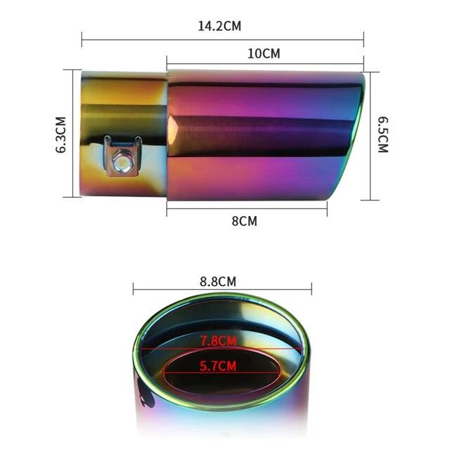 Car Exterior Parts Car Exhaust Muffler Tip Stainless Steel Round Pipe Silver Black Straight Bent Exhaust Tail Muffler Tip Pipe