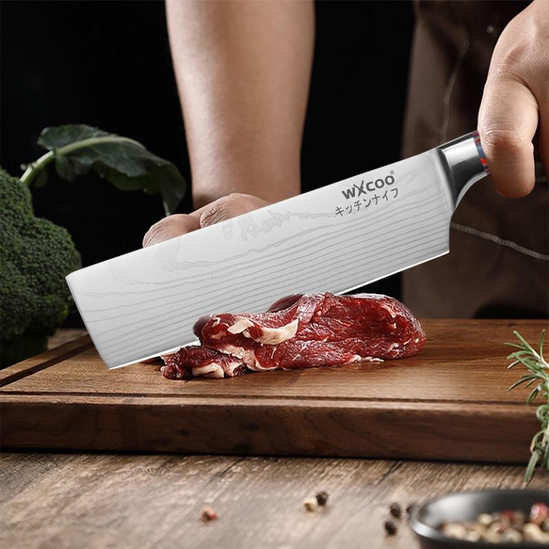 5Cr15MOV Edelstahl Kochbeilmesser Damastmuster Küchenmesser Japanisches Santoku Messer Set Universal Schneidwerkzeug