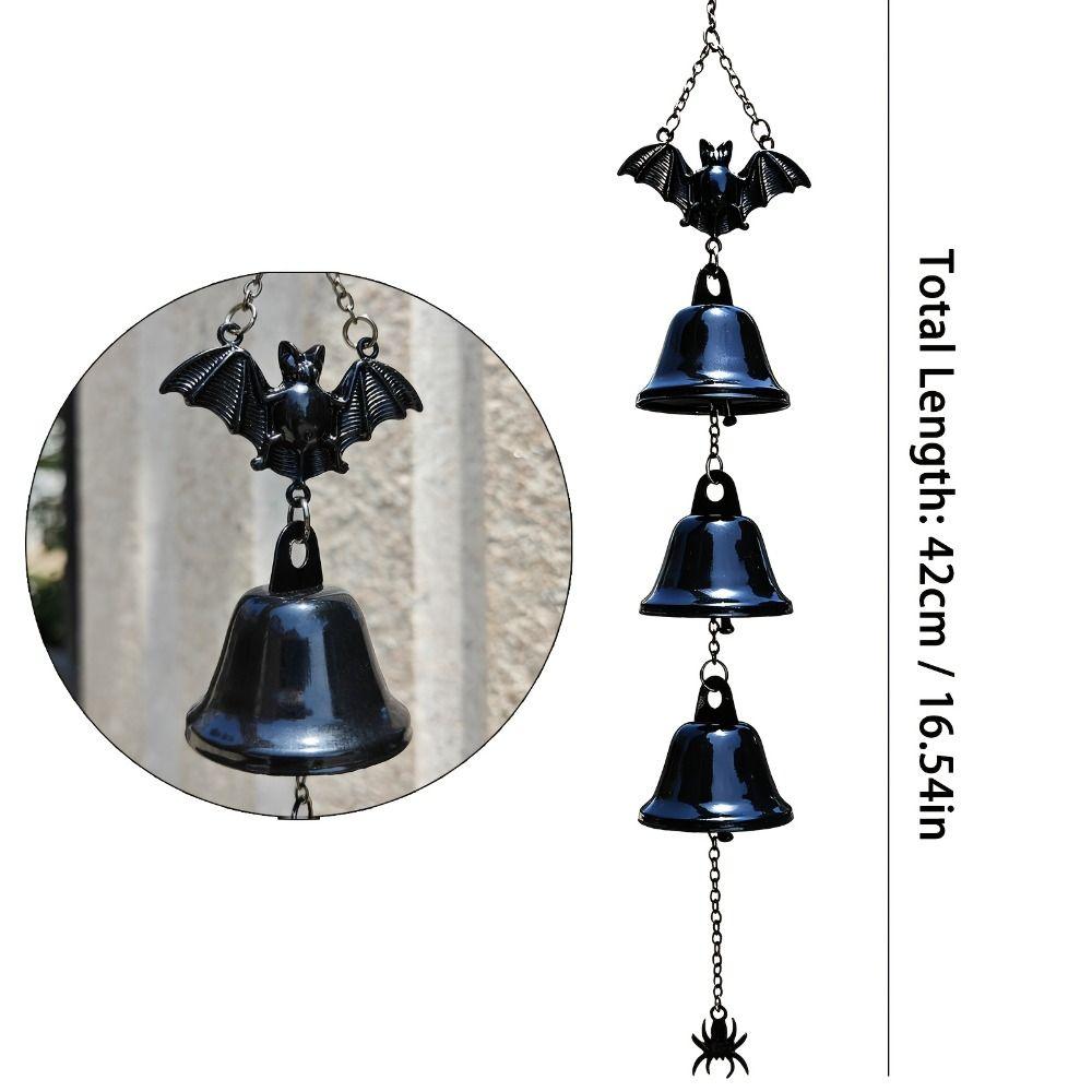Metal Bells Bat Wind Chime Gothic Bat Spider Pendant Creativity Halloween Wind Chime Courtyard