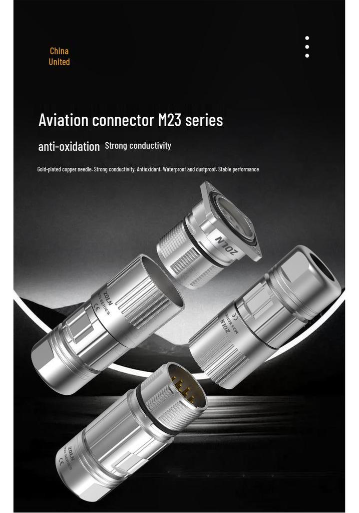 Zhonglian M23 Waterproof Circular Connector IP67 Shielded Plug - 6P to 17P Options