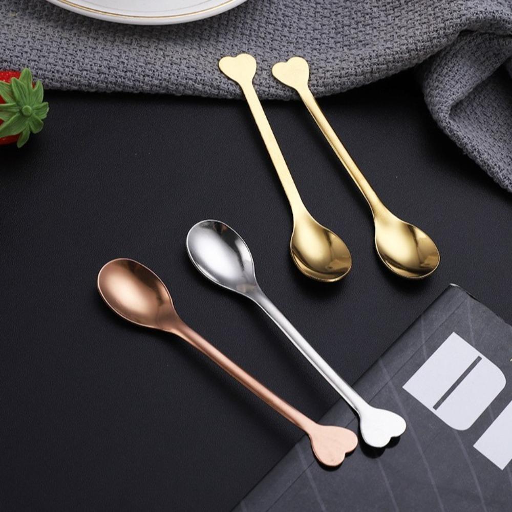 6PCS Love Handle Mini Tea Spoon Household Coffee Spoon New Dessert Spoon  Bar Accessories