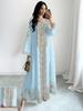 2026 Spring/Autumn Women's Floral Print Muslim Casual V-Neck Loose Bell Sleeve Long Dress