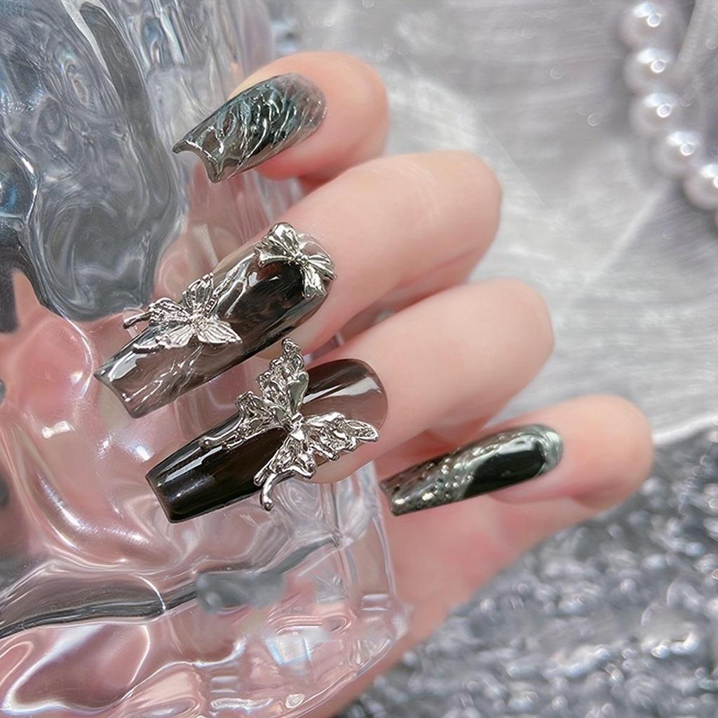 30pcs Alloy Butterfly Nail Charms, Bowknot Nail Art Accessories, Nail Art Supplies For Women And Girls