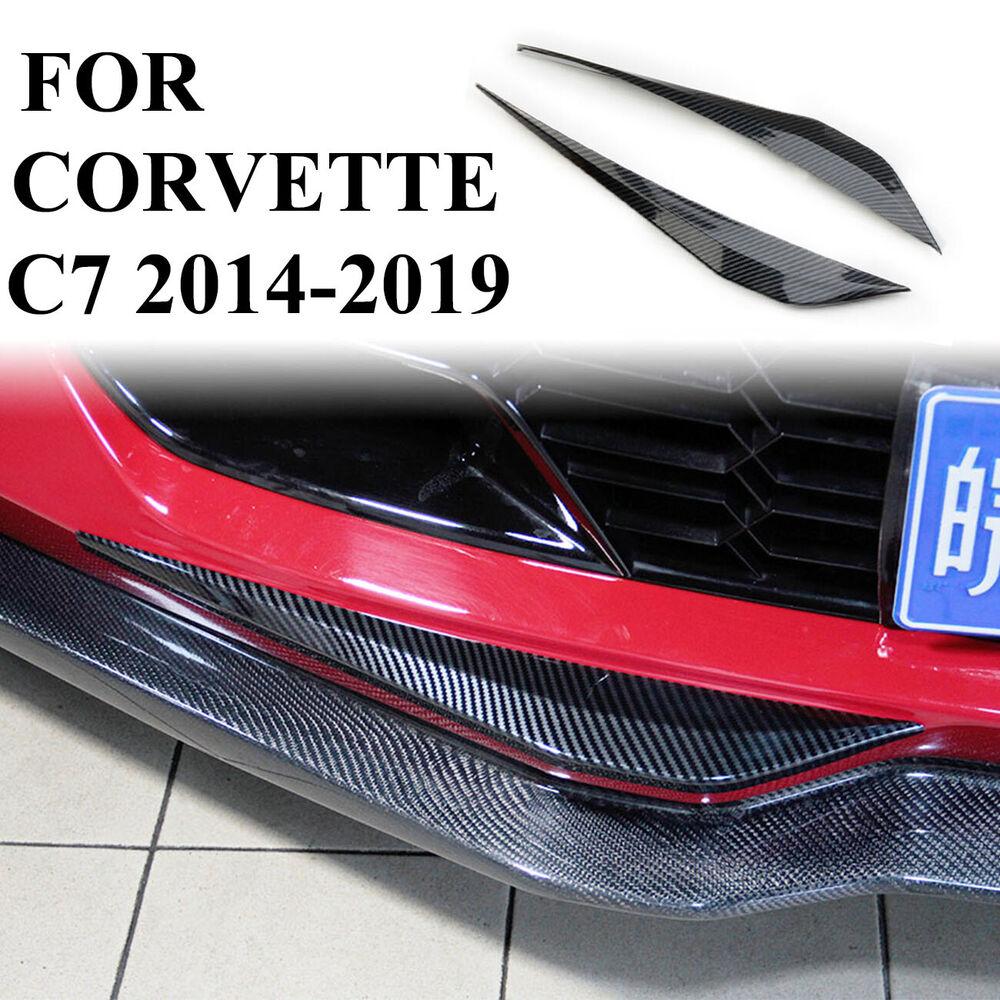 2 τμχ Αξεσουάρ Αυτοκινήτου για Chevrolet Corvette C7 2014-2018 Κάλυμμα Τριμ Γωνιακό Προστατευτικό Μπροστινού Προφυλακτήρα με Εκτύπωση Ανθρακονήματος