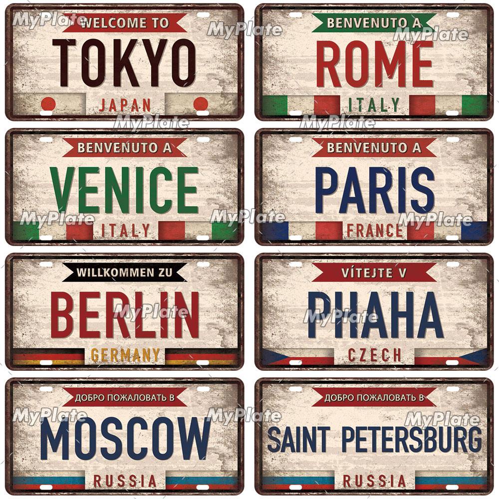 [MyPlate] Country City Style 15x30CM Plate Vintage Metal Sign Plaque Tin Sign Man Cave Decoration Bar Sign Club Poster Gift