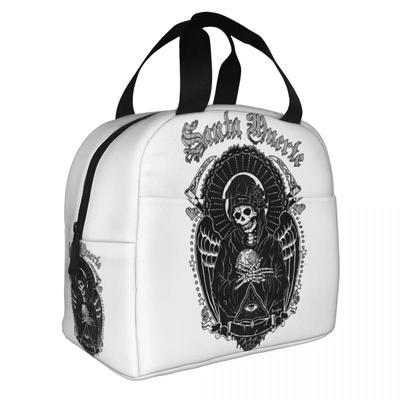 Isolierte Lunchtasche mit Aufschrift „Holy Death Santa Muerte Skull“, Kühltasche, Lunchbehälter, Horror, Halloween, große Tragetasche, Lunchbox für draußen