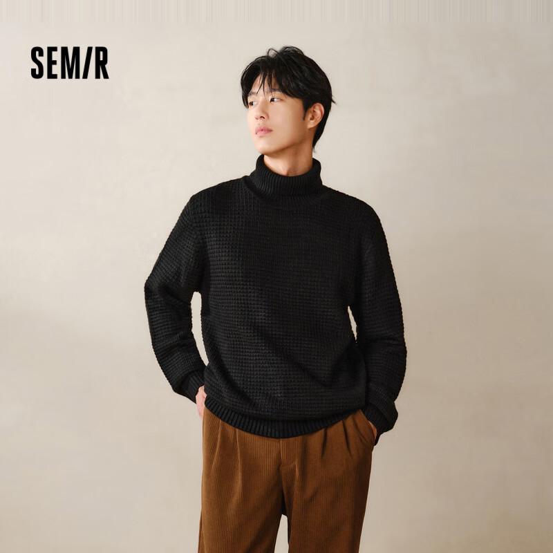 

Senma Men s Textured Cable Knit Turtleneck Sweater M