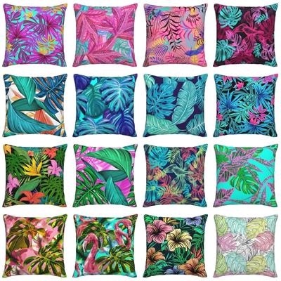 Decoración del Hogar Funda de Cojín para Coche Funda de Almohada Linda Estilo Monstera Sofá