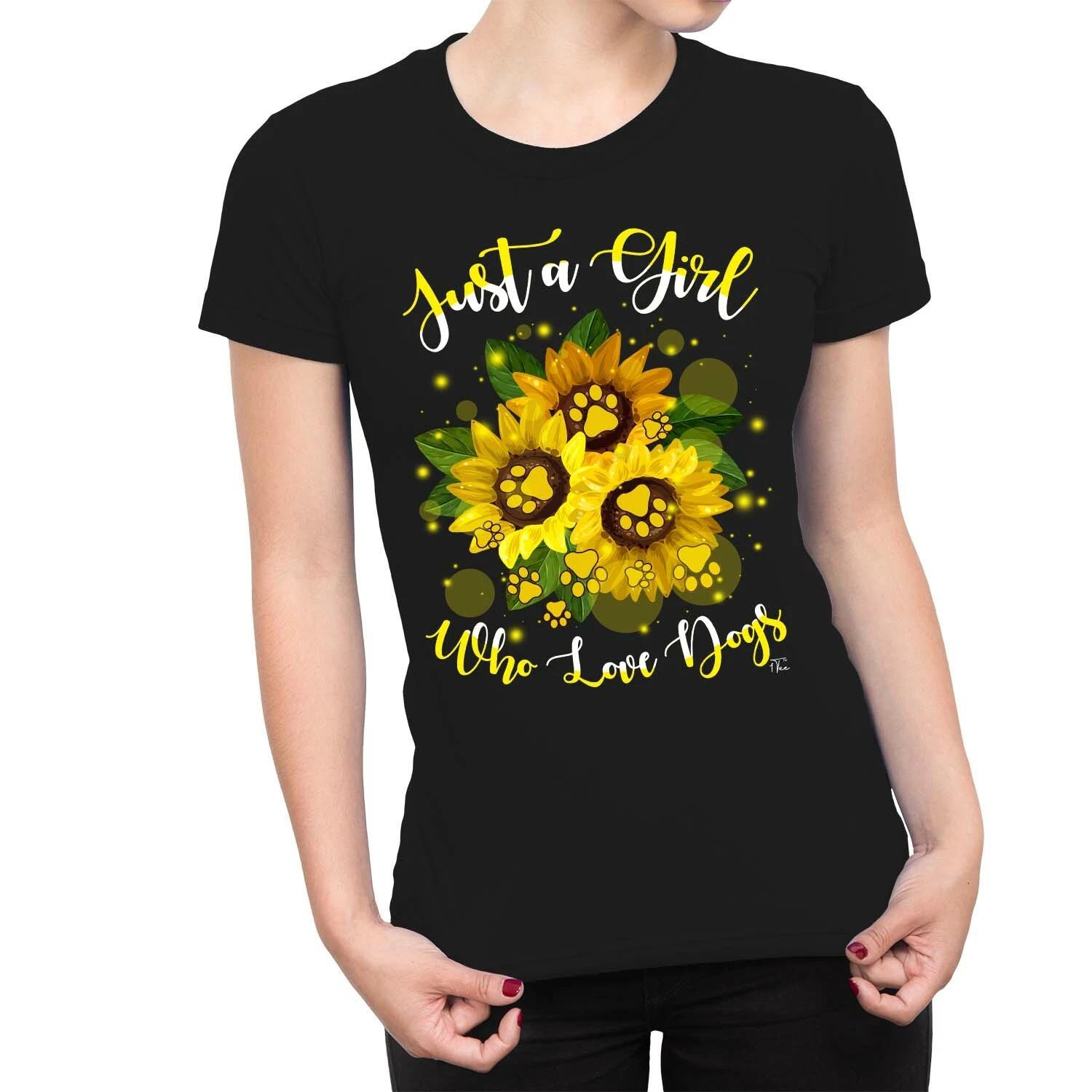 1Tee Womens Just a girl who loves dogs T-Shirt L