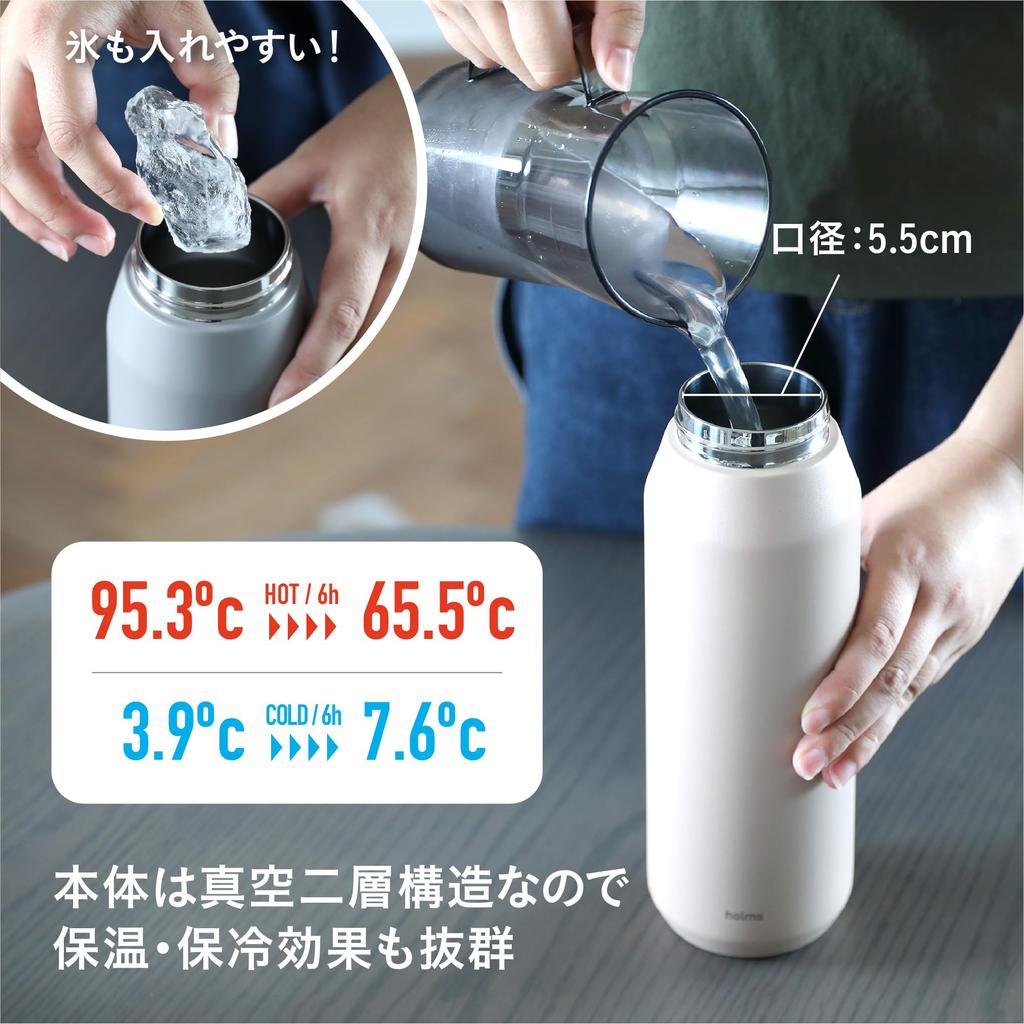 CB Japan Water Bottle Open 1L Beige Direct Drinking Vacuum Insulated Stainless Steel Bottle Active Bottle 1000 Holms One-Touch Double-Layered