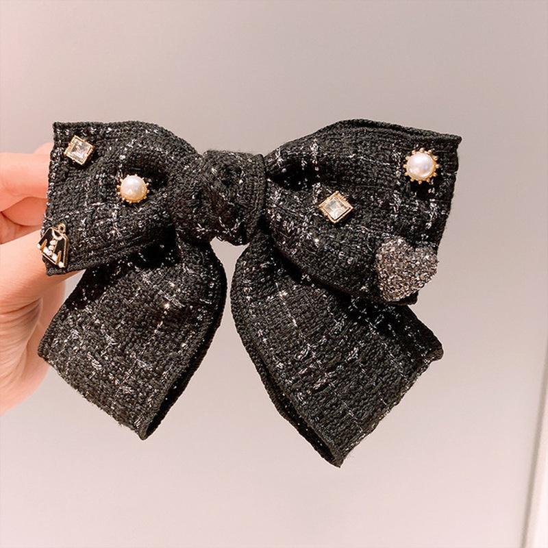 

Ins Модные заколки-бантики для женщин, элегантные однотонные весенние заколки для волос в виде хвоста для девочек, милые детские аксессуары для волос, головные уборы чёрный