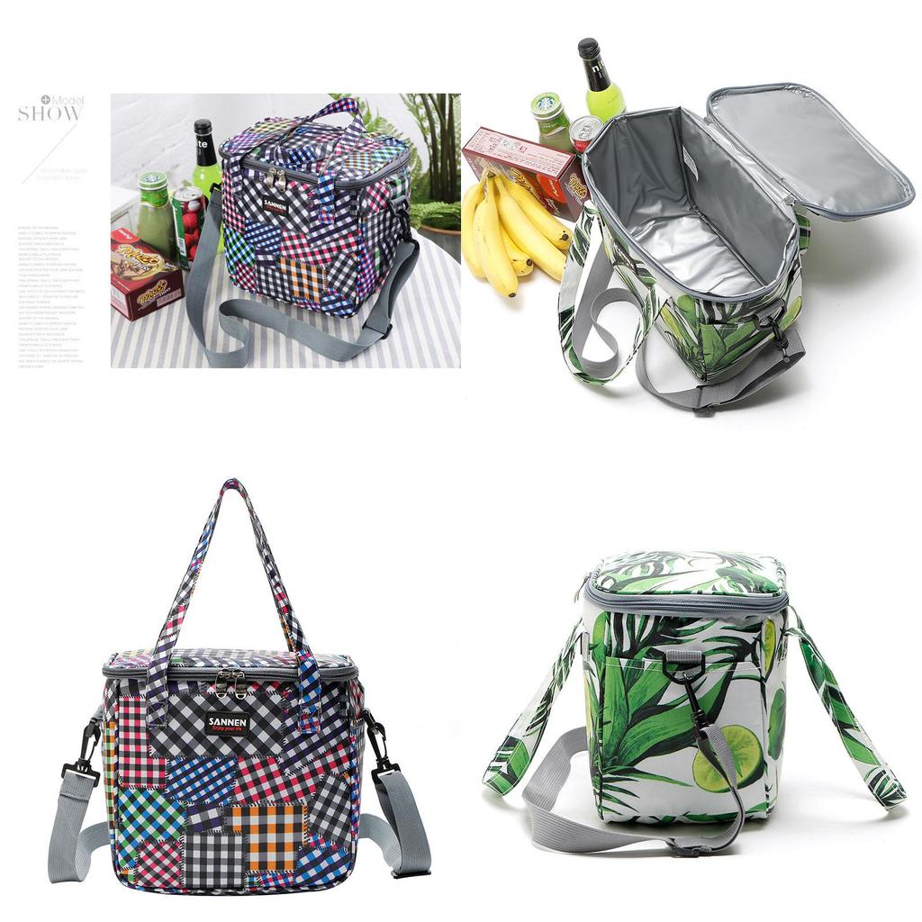 Elegant Green Leaf Pattern Oxford Lunch Bag Perfect For Travel And Picnics