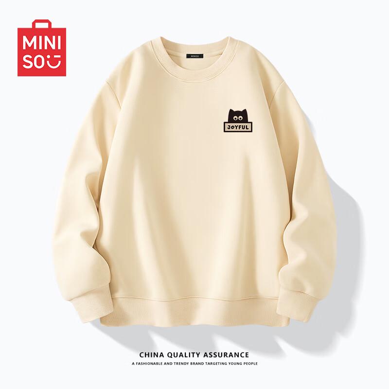 MINISO Men's Casual Crewneck Sweatshirt with Dazed Cat Logo