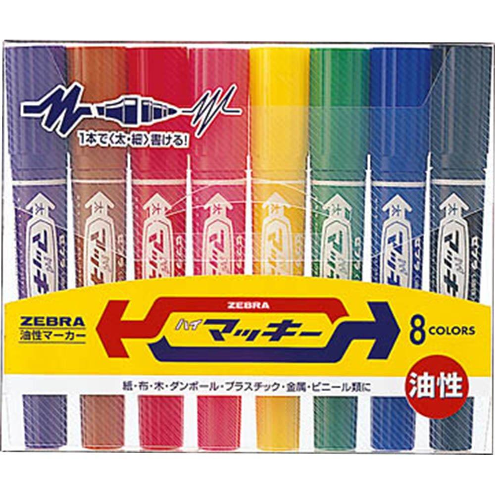 Zebra 8 Hi-Mackie Oil-Based Pen, Colors, MC-8C