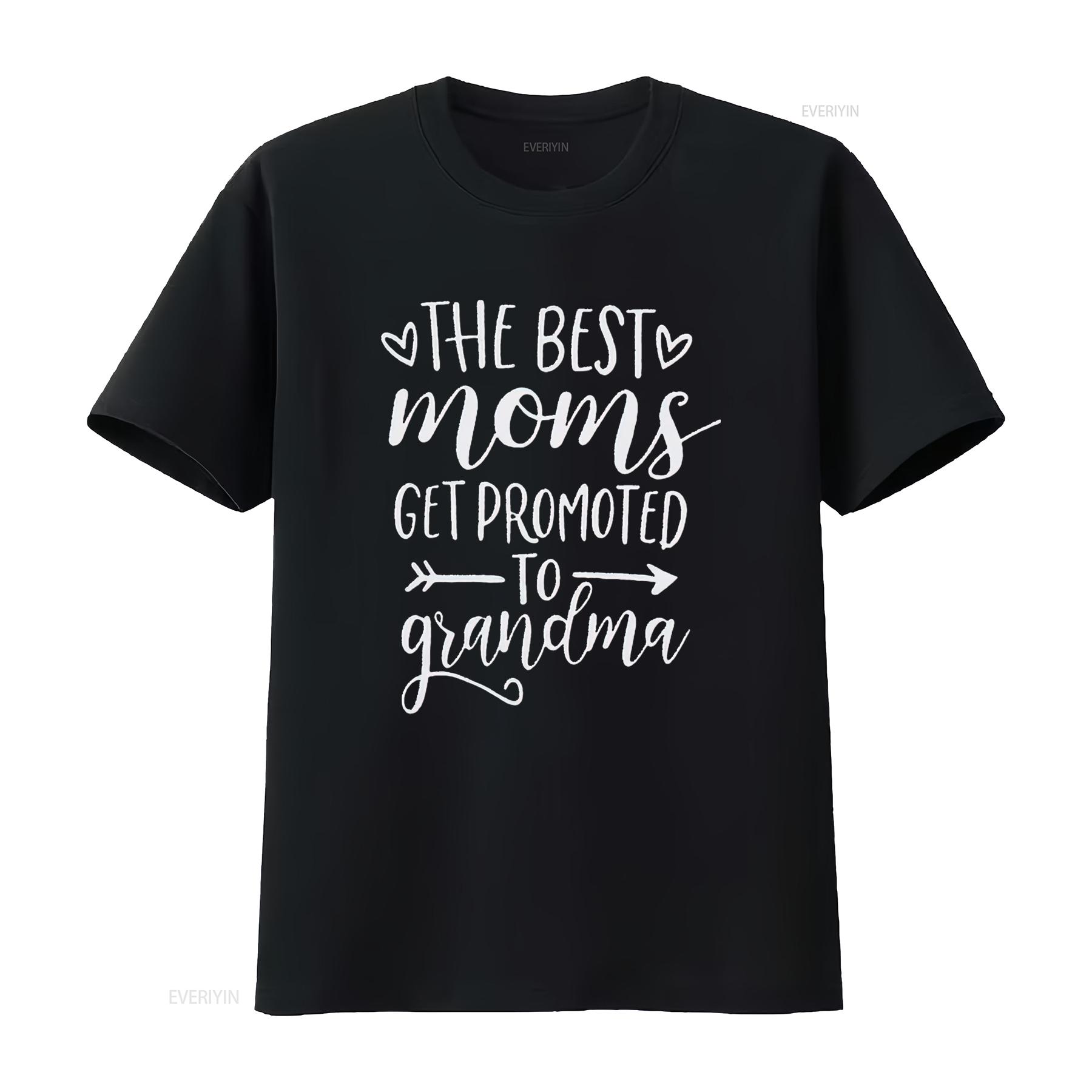 

The Best Moms Get Promoted to Grandma T Shirt Women Grandmother GifT with Funny Saying Casual Top vintage Washed Versatile 4XL