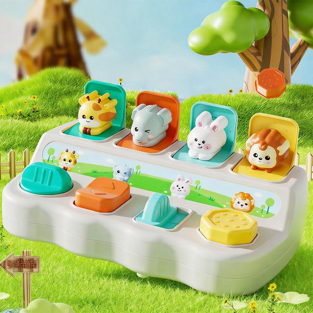 Montessori Cause and Effect Toys Interactive Pop Up Animal Toys Hide & Peek Animal 6-12 Month Toy for 1 Year Old Girl