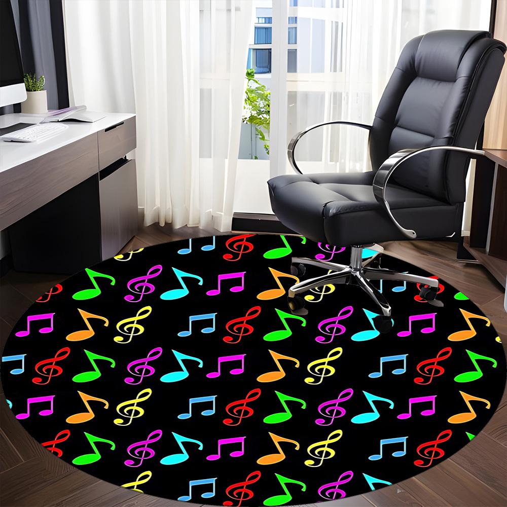 1pc Music Notes Pattern Chair Carpet for Office, Soft, Non-Slip Polyester Mat, Office, Living Room, Bedroom, Durable Polyester Yy251207177