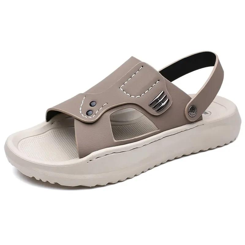

Thick Sole Comfort Casual Sandals Summer Outdoor Soft Sole Anti Slip Waterproof Beach Shoes Fashion Breathable 48 бежевий
