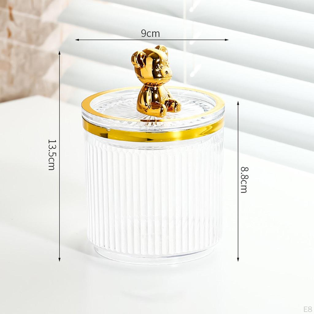 Makeup Dab Ball Holder Jar Clear with Lid Dispenser Tool Storage Box Cosmetic Organizer for