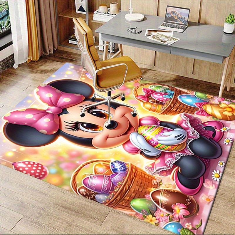 1pc Office Carpet, Under Chair Rug, Gift for Home Decor, Easter Egg Basket with Minnie Mouse, Colorful Eggs