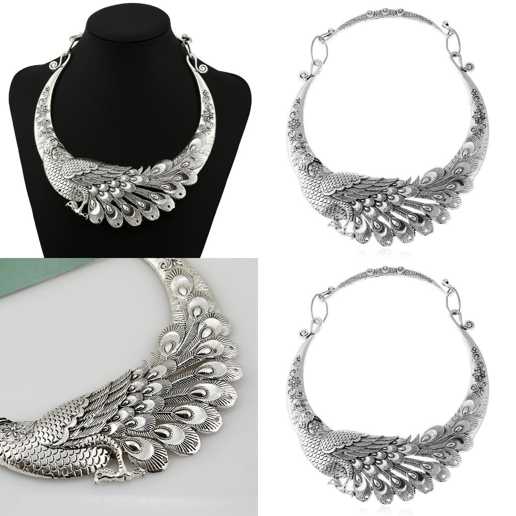 Boho Style Peacock Pendant Necklace With Gold Plated Finish For Womens Accessories