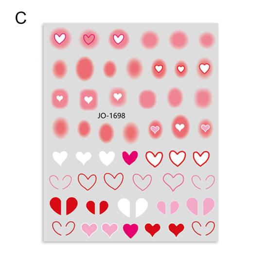 Nail Sticker Romantic 3D Effects Ultra Thin Blush Design Sticker Pink Heart Love Transfer for Girl
